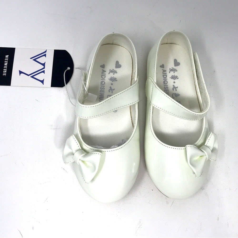 WUIWUIYU Casual Mary Janes Ballet Flats, Girl's Size 13(B)26 - White